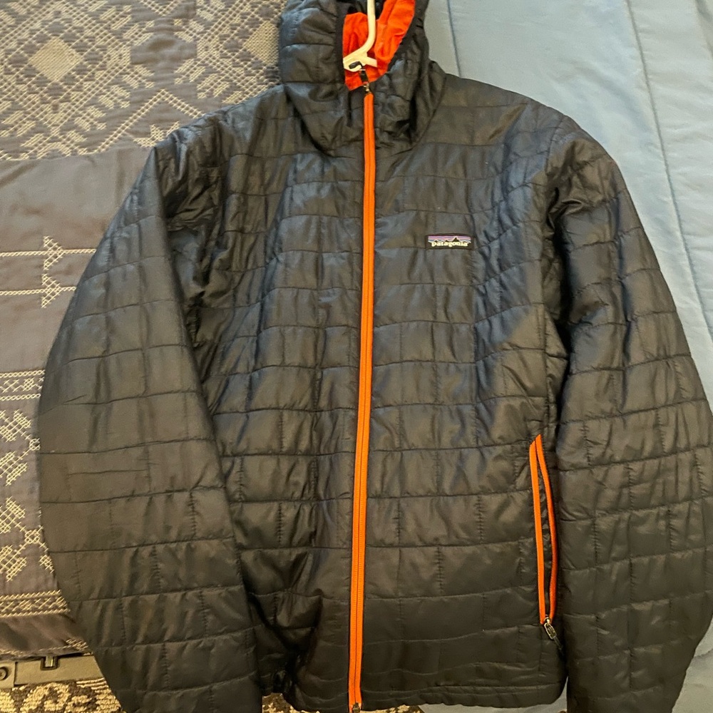 Patagonia Black and Orange Puffer Jacket